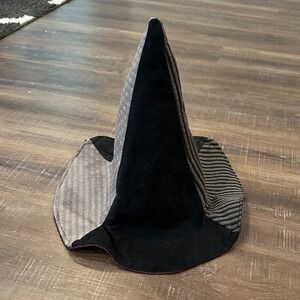 Handmade Reversible Patchwork Wizard Witch Hat Black Burgundy Whimsigoth Cosplay